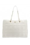 Calvin Klein Re-Lock Quilt Tote Ecru
