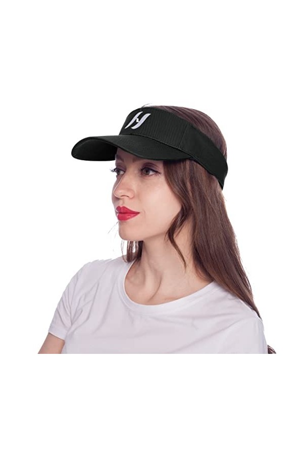 HEYANN Casquette Visiere Noir Unisex Visière Protège Visage Casquette Visiere Mixte Réglable pour Tennis, Golf, Course Hommes