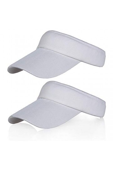 2 Pack Visières de Soleil Blanches pour Les Femmes et Les Filles, Long Bord Plus épais Sweatband réglable Hat pour Golf Cycli