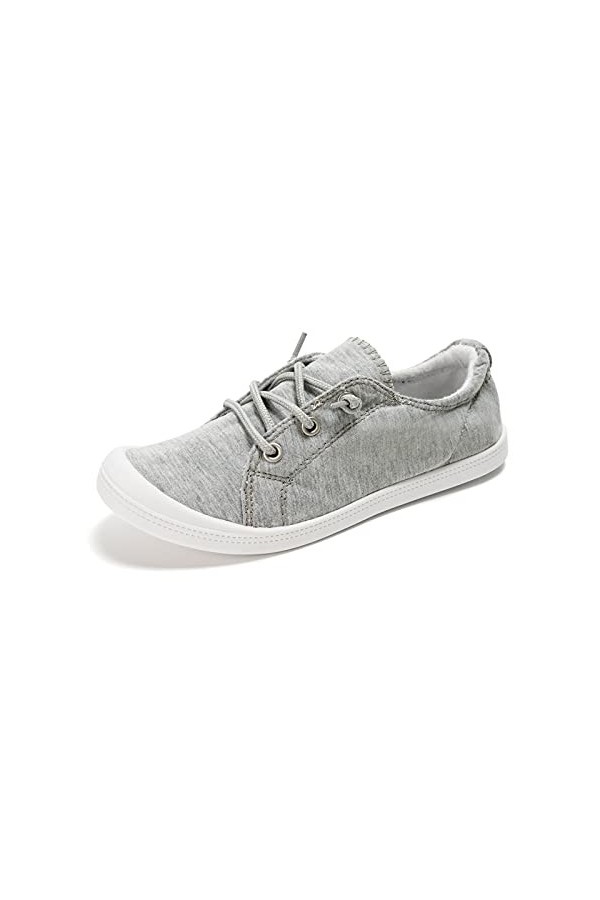 HEVA Baskets à enfiler en toile pour femme - Chaussures de randonnée confortables, Vert militaire., 37 EU