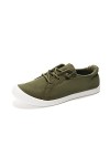 HEVA Baskets à enfiler en toile pour femme - Chaussures de randonnée confortables, Vert militaire., 37 EU