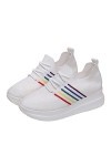 Baskets Mode Femme Sneakers Respirant Mesh Confortable A Lacets Plates Canvas Chaussures De Conseil Casual Sneakers Half-Supp