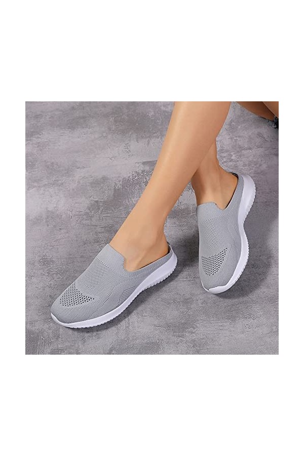 Hautes Chaussettes Noires Baskets Mode Femmes Baskets Confort Femmes Chaussures décontractées Femmes Gris Couleur Chaussures 