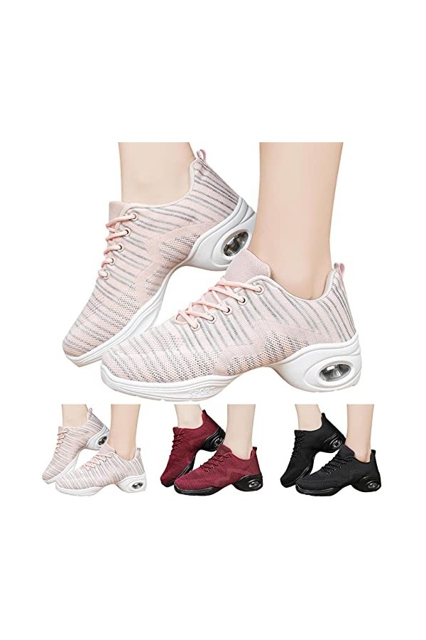 Femme Chaussures 4 Femmes Baskets Mode Été Nouveau Motif Maille Respirant Confortable et Antidérapant Grandes Chaussures de D
