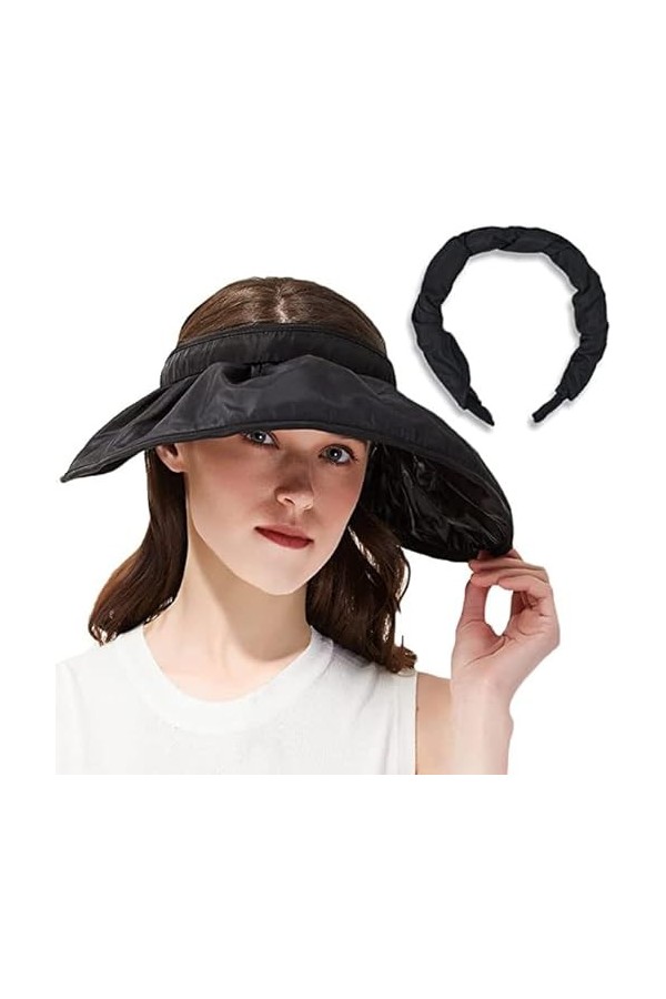 Teogneot Visière Femme, Anti UV Casquette Visière, Visiere Casquette, Large Bord Chapeau de Plage, Casquette de Protection So