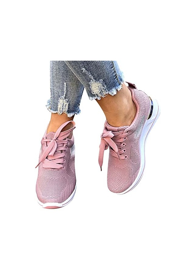 Baskets Mode Femme Baskets compensées Femmes Course Loisirs Fitness Chaussures Respirantes Chaussures en Maille entraîneur dé