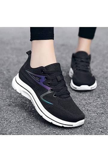 Hasagimol Mode été et Automne Femmes Baskets Plat léger Maille Respirant Couleur Unie décontracté Compensées Blanches pour Fe