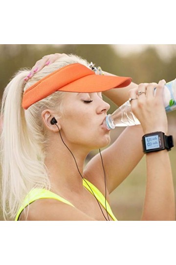 Visières de Soleil Blanches pour Les Femmes et Les Filles, Long Bord Plus épais Sweatband réglable Hat pour Golf Cyclisme Pêc