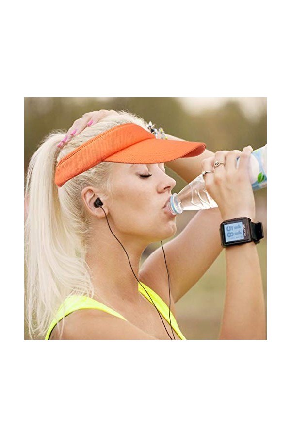 Visières de Soleil Blanches pour Les Femmes et Les Filles, Long Bord Plus épais Sweatband réglable Hat pour Golf Cyclisme Pêc