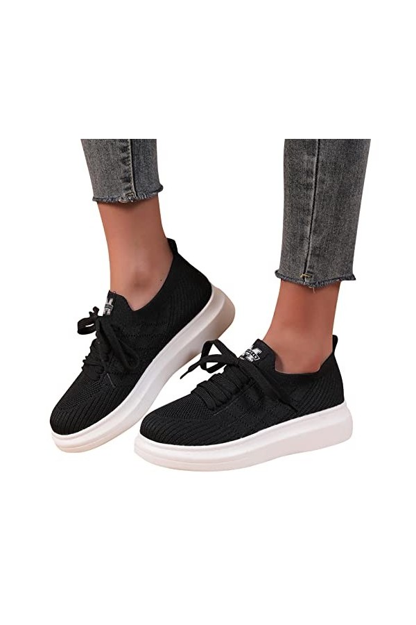 550 Basket Femme Chaussure de Course Marche Grande Plate-Forme Volante à Lacets tricotée Taille Baskets pour Femmes Couleur S