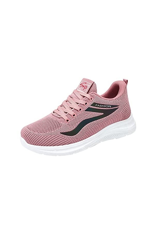 ACemt Mode Automne Femmes Baskets Plates Légères Bout Rond Lacets Mesh Respirant Style Simple Chaussures de Marche Femme, gri