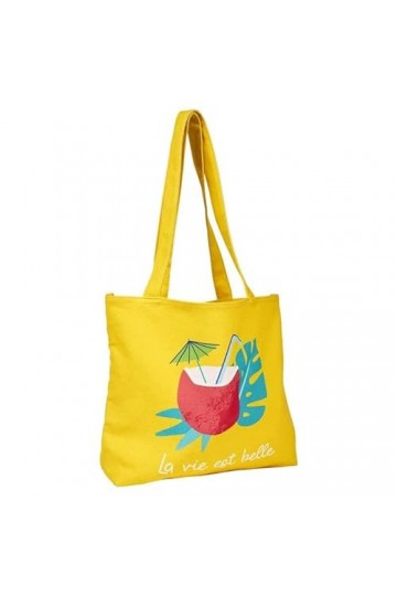 Draeger - Tote Bag La vie est belle - Léger, Résistant et Ultra-Souple - Intérieur Spacieux - Tote Bag Coton 100% - Bandouliè