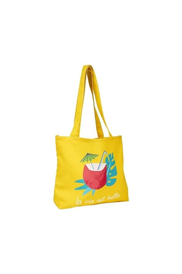 Draeger - Tote Bag La vie est belle - Léger, Résistant et Ultra-Souple - Intérieur Spacieux - Tote Bag Coton 100% - Bandouliè