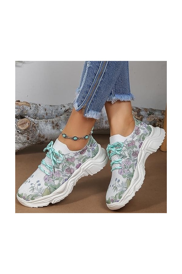 Baskets Mode Femme Sneakers Tennis Chaussures De Toile Chaussures de Running Sport Confortables Pas Cher Mode LéOpard Respira