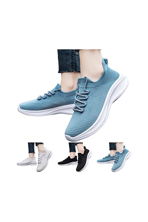 Chaussures de Sport Femme Respirant Femmes Baskets à la Mode Simple et Couleur Unie Le Nouveau modèle été Maille Respirant Co