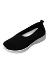 Pantoufles Femme Cuir Lazy Single Sport Fly Sock Style Chaussures dété Tisser des Baskets pour Femmes Baskets Femme Mode Bla