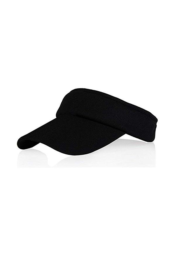 Visières de Soleil Noire pour Les Femmes et Les Filles, Long Bord Plus épais Sweatband Réglable Hat pour Golf Cyclisme Pêche 