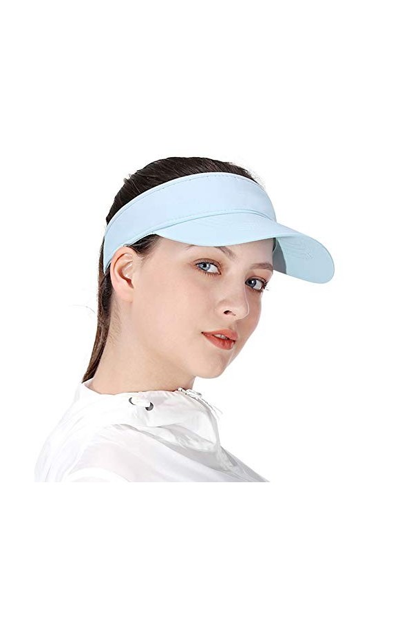 Visières de Soleil Noire pour Les Femmes et Les Filles, Long Bord Plus épais Sweatband Réglable Hat pour Golf Cyclisme Pêche 