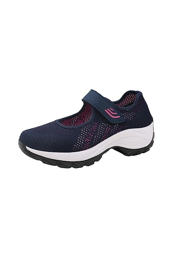 Baskets et chaussures de sport pour femme - Noir - Maille épaisse - Chaussures décontractées - Pour étudiant - Rocking - Mode