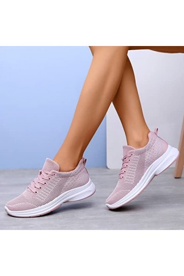 Baskets Mode Femmes Baskets Confort Femmes Chaussures décontractées Femmes Gris Couleur Chaussures de Marche Dame Chaussures 