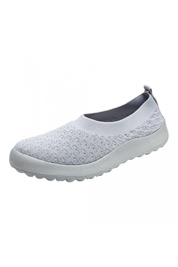 Baskets Femme Chaussure de Course Basket Mode été Femmes Chaussures de Sport Fond Plat léger sans Lacet Couleur Unie Style Mo
