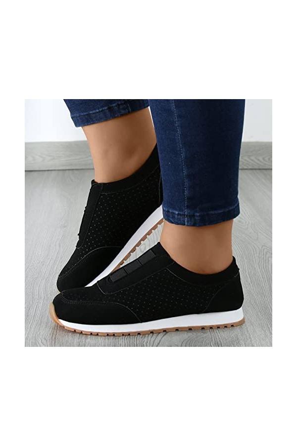 550 Basket de Marche Slip on pour Femmes Mode Automne Femmes Baskets Plat Daim Confortable Casual Walking Tennis Baskets athl