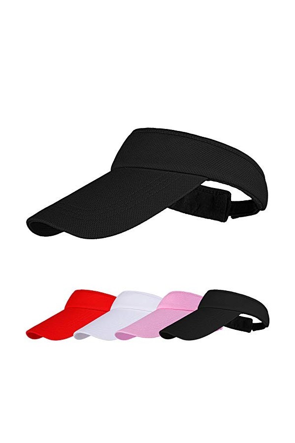 Cooraby Pare-soleil de sport réglable avec bandeau anti-transpiration pour filles et femmes, noir, Taille M