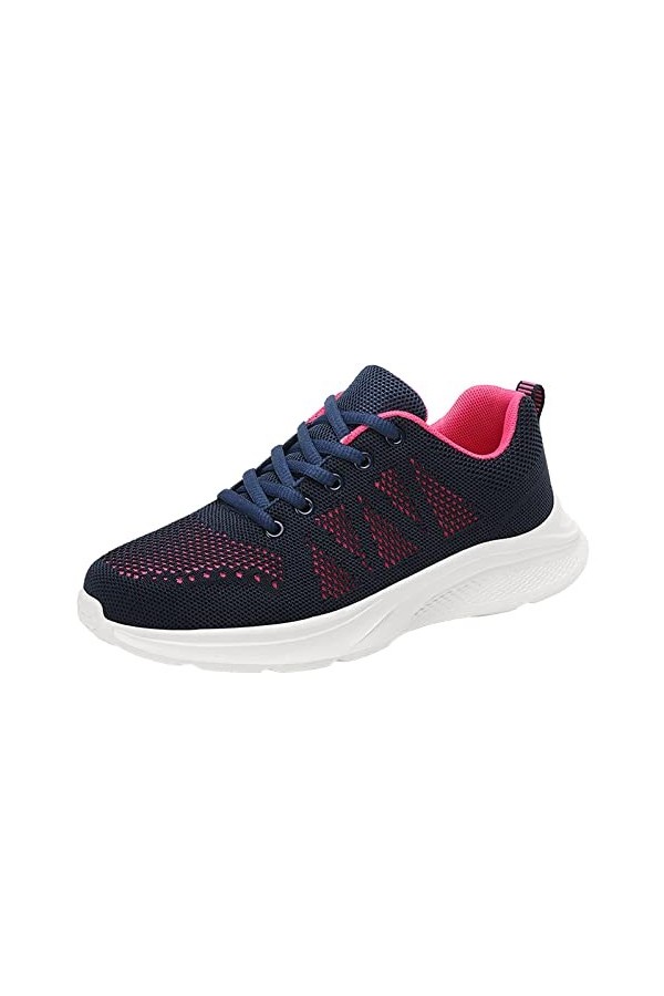 Baskets Mode Femme Talon Points Mode Maille décontracté Dames Chaussures Plat à Lacets Coupe Basse Baskets Respirantes Basket