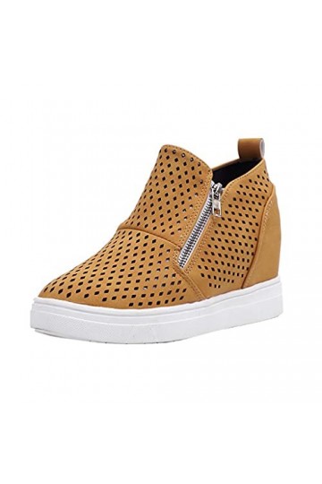 Dasongff Baskets Mode Femmes À lintérieur Augmentation, Antiderapantes Respirante GlissièRe Chaussures Outdoor Maille High-T