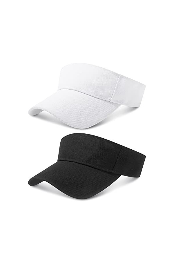 Heyu-Lotus Lot de 2 chapeaux de soleil unisexes avec visière de golf réglable pour femme,Pour queue de cheval,Respirant,Vide,