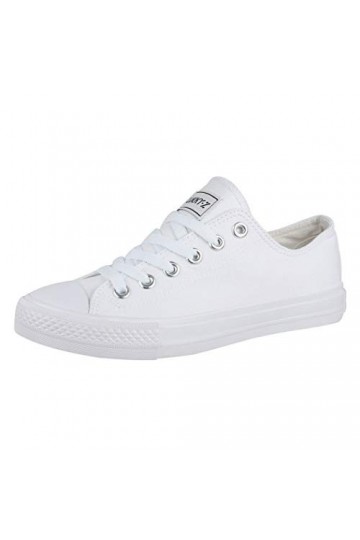 Elara Unisexes Baskets en Textile Low Top Chunkyrayan ,Blanc,46 EU