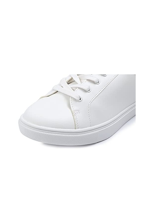 Feversole Womens Featured PU Leather Lace-Up Sneaker,Tenis Baskets à Lacets en Cuir PU pour Femme, Bonnet Lacets à Talons do