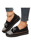 Minetom Chaussure Baskets Tennis Femme Plat Loafers Slip-on Paillettes Strass Glitter Chaussures Basket Basse Chaussures De L