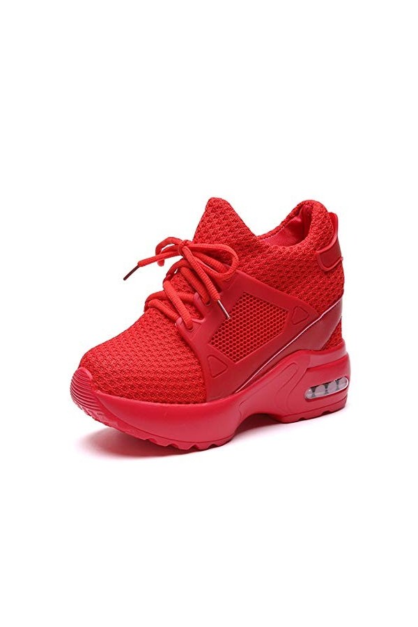 Femmes Plateforme Chaussures Compensées Maille Respirante Lacets Sneakers Décontractées en Plein Air Jogging Marche Fitness B