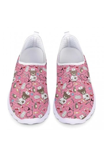 chaqlin Femmes Hommes Mesh Sneakers Slip-on Mignon Infirmière Running Baskets LightweighL Doux Marche Jogging Chaussures Rose