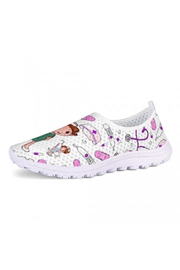 Dolyues Chaussures de course sur route pour femme - Baskets légères à lacets - Taille 35 EU 45 EU, Motif infirmière blanche, 