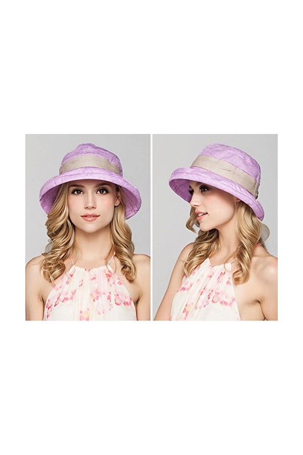 Ymidear Chapeau de Soleil Chapeau de Pêche Seau Chapeau Anti-UV Respirant Été Chapeau de Plage Violet 