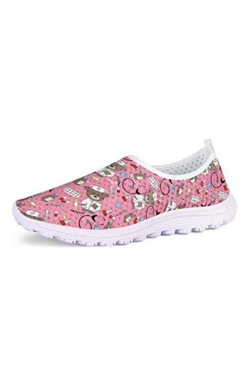 chaqlin Femmes Hommes Mesh Sneakers Slip-on Mignon Infirmière Running Baskets LightweighL Doux Marche Jogging Chaussures Rose