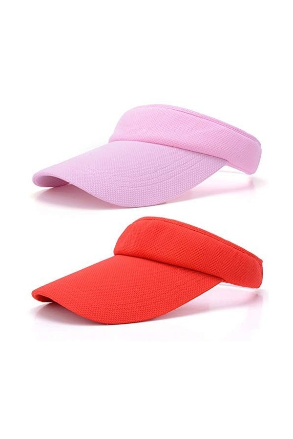 2 Pièces Visières de Soleil pour Femmes et Les Filles, Casquette Pare-Soleil Sport Femme Vide Chapeau Long Bord Réglable Hat 