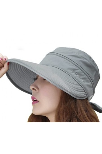 JIAHG Femmes Chapeau de Soleil Top Amovible Casquette à Visière Anti UV Protection Solaire Chapeau de Pêche Coton avec Nœuds 