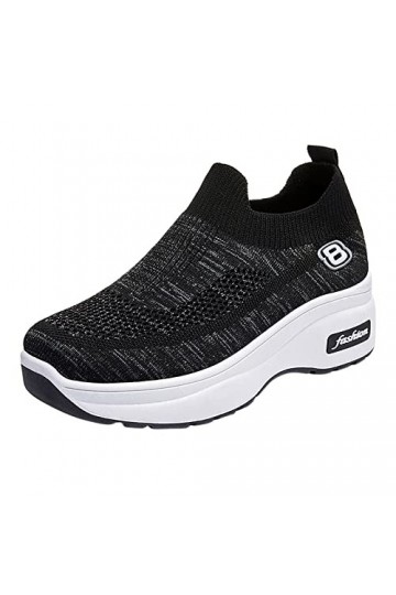 Yavion Basket Femmes Chaussures sans Lacet Outdoor Casual Mesh,Mode Sneakers Style Multicolore Basket Montante Femme Sandale 