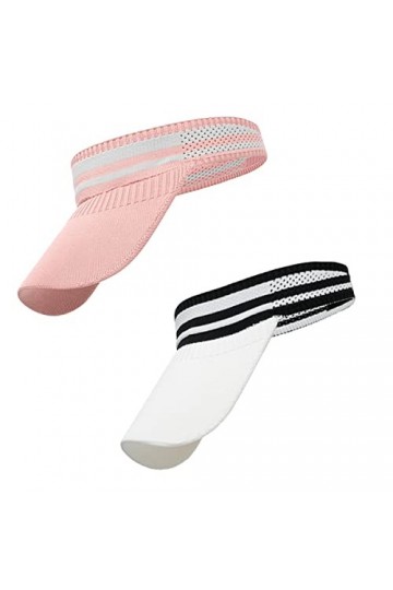 Guador 2PCS Chapeaux De Soleil Tricotés, Chapeau De Bandeau De Sport Pare-Soleil Femmes Hommes Absorption De La Sueur Réglabl