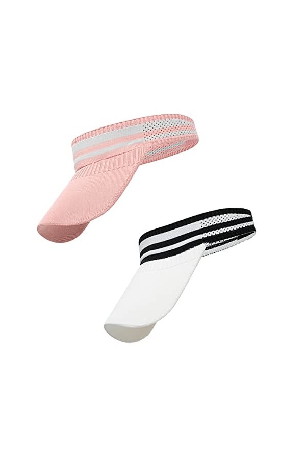 Guador 2PCS Chapeaux De Soleil Tricotés, Chapeau De Bandeau De Sport Pare-Soleil Femmes Hommes Absorption De La Sueur Réglabl