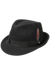 STETSON Chapeau Elkader Trilby Femme/Homme - pour Homme Fedora avec Ruban Gros Grain Printemps-été - XL 60-61 cm Noir
