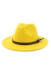 BaZhuaYu 001 Chapeau Fedora avec boucle de ceinture pour femme - Jaune - Medium