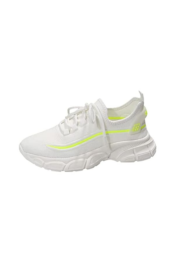 iYmitz Mode Printemps Et été Femmes Chaussures De Sport Fond Plat Et Fond épais Lumière à Lacets Colorblock Et Simple Chaussu
