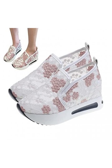 Qeyeid Baskets Mode Femme,Baskets à Plateforme brodées à la Mode | Chaussures de Tennis athlétiques à Enfiler décontractées e