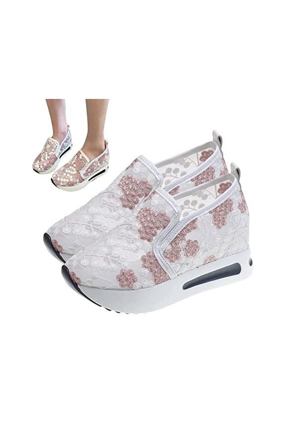 Qeyeid Baskets Mode Femme,Baskets à Plateforme brodées à la Mode | Chaussures de Tennis athlétiques à Enfiler décontractées e