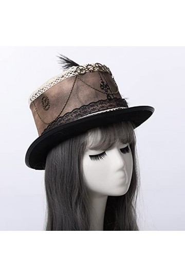 COSDREAMER Chapeau gothique victorien en en dentelle noire détachable pour filles et femmes Noir 1 