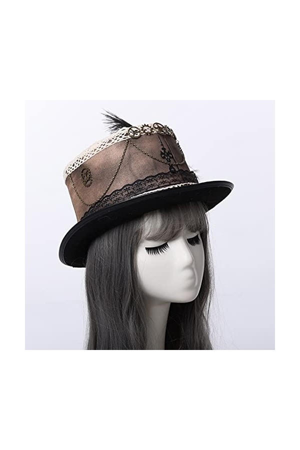 COSDREAMER Chapeau gothique victorien en en dentelle noire détachable pour filles et femmes Noir 1 